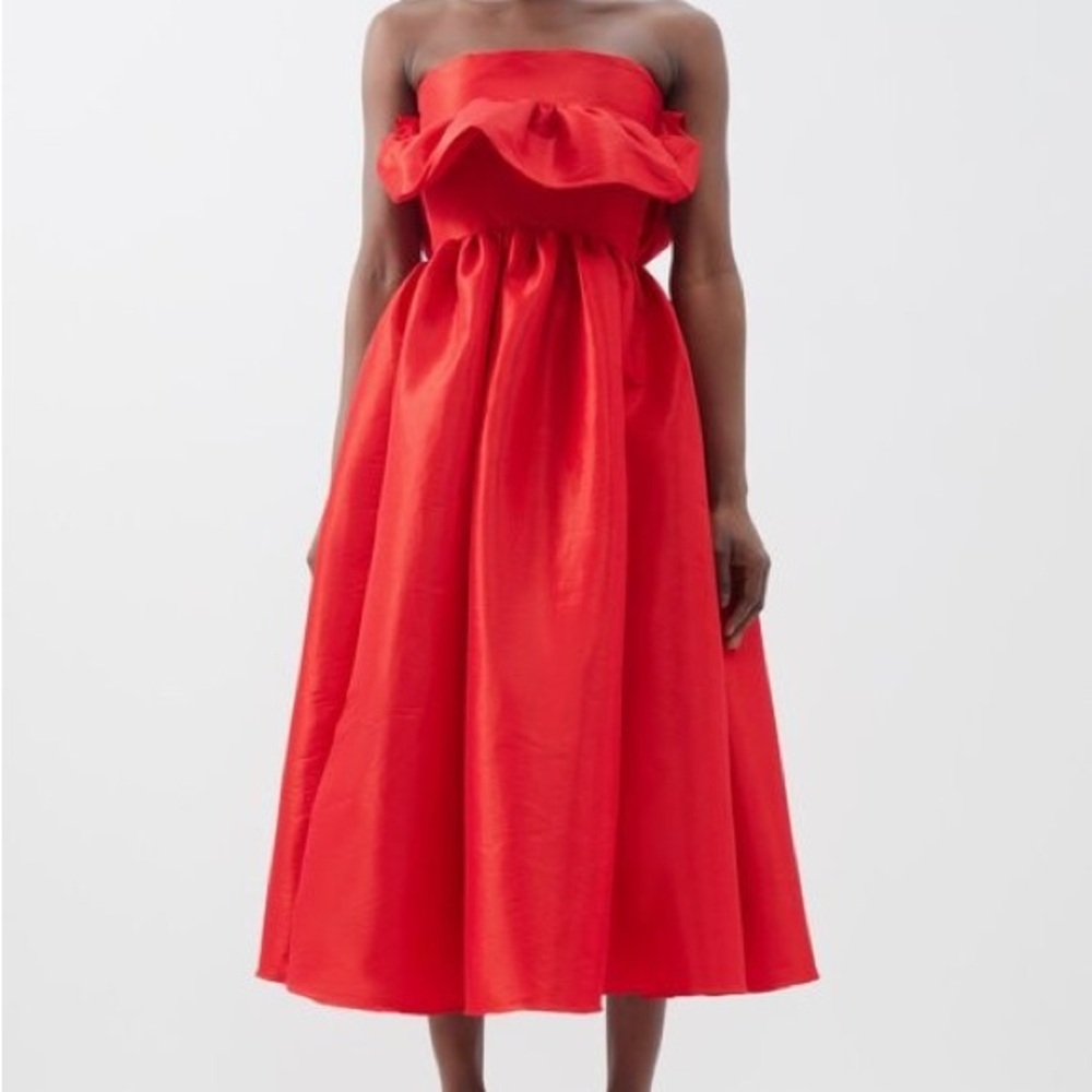 Kika Vargas Strapless Red Dress